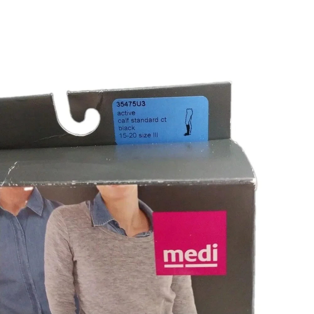 Medi Mediven Active Medical Compression Socks Calf Standard  Black  Size 15-20